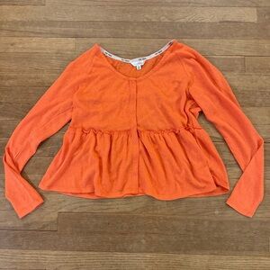 Daily thread coral pleated button-down long sleeve blouse shirt top size M
 b66